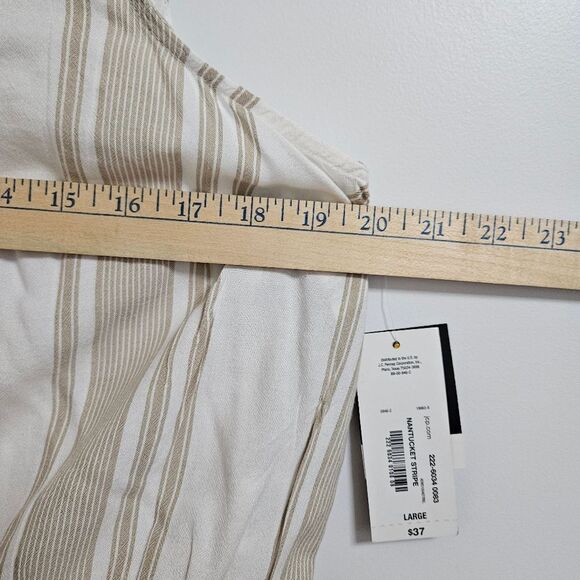 NWT A.N.A 2-Piece Set Top Skirt Women's Large Tan White Striped Two Front Slits - Picture 10 of 15